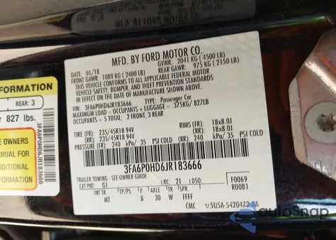 2018 Ford Fusion Se из США, поврежденный, VIN 3FA6P0HD6JR183666